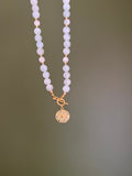 Aquamarine and rainbow moonstone necklace